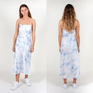 The Fifth Label Sound Dress Sleeveless Cowl Neck Slip Midi Blue Tie Dye Size 6